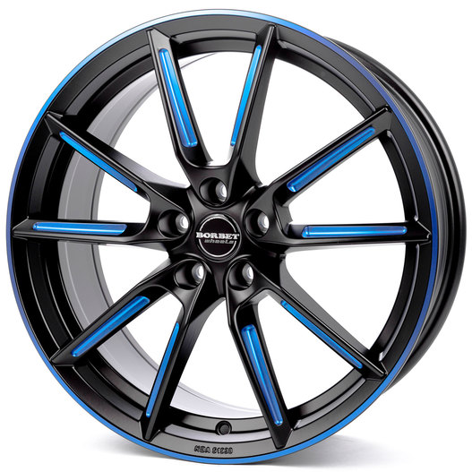 Borbet LX black matt spoke rim blue polished | felgenoutlet.com